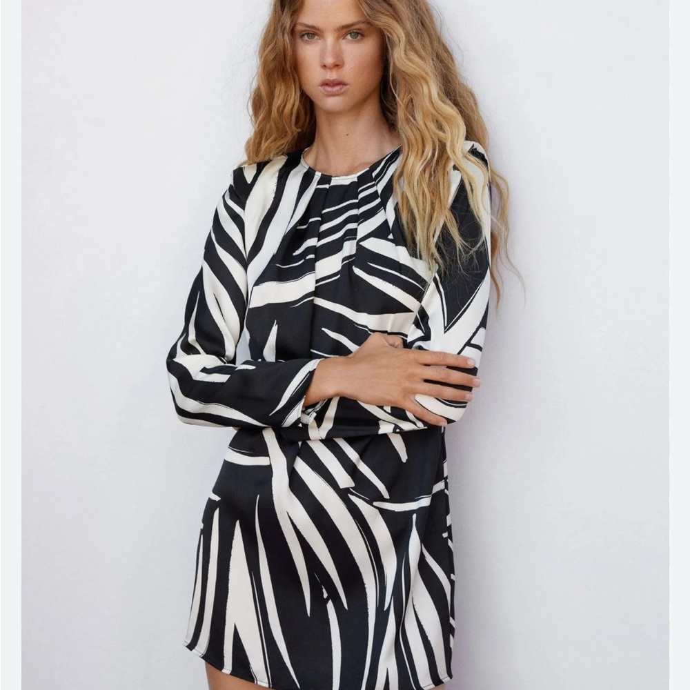 Elegant Black and White Mango Women's Dress